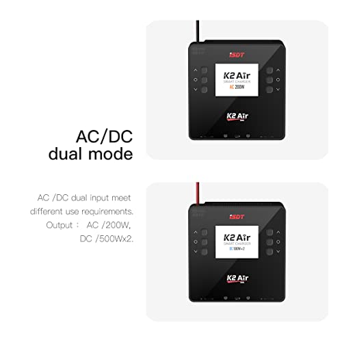 ISDT K2 AIR Lipo Battery Balance Charger Discharger 1-6S AC 200W DC 500Wx2 20A Smart Charger for Life, Lilon, LiPo, LiHv/Pb/NiMH Battery Balance Charger