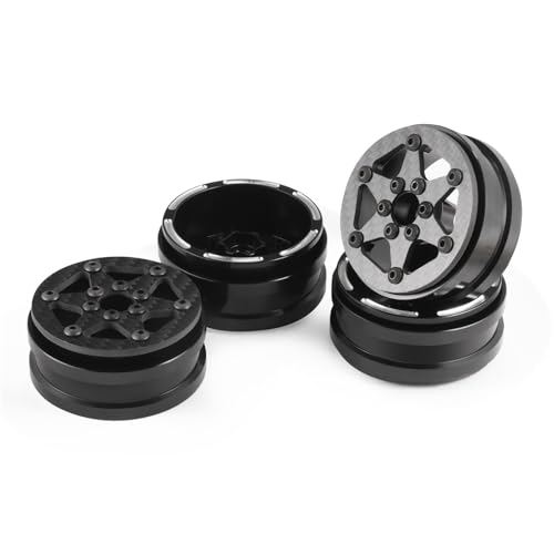 Beadlock Wheel Rims 4PCS 1.9" Upgraded Carbon Fiber Aluminum Wheel Hub Compatible with 1/10 RC Crawler Gen8 TRX-4 Axial VS4-10 Capra SCX10 RC Car Accessories (Patten B) - color: Patten B