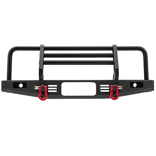 Metal RC Bumper Black Front Bumper with 2 LED Lights Adjustable Mount 3 Brackets and Tow Hooks for 1 10 RC Car for SCX10 90046 Trail Crawler Users