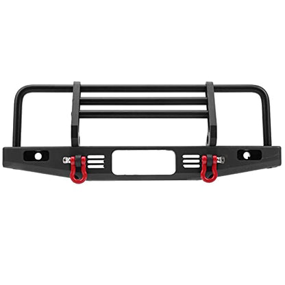 Metal RC Bumper Black Front Bumper with 2 LED Lights Adjustable Mount 3 Brackets and Tow Hooks for 1 10 RC Car for SCX10 90046 Trail Crawler Users