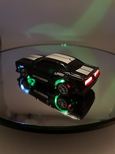 Mini RC Drift Car 1:64 Scale, Remote Control Car with LED Lights & 2-Speed Modes, Upgraded 2.4G Wireless Radio Remote Control for Multi-Users Challenge (Black) - color: Black
