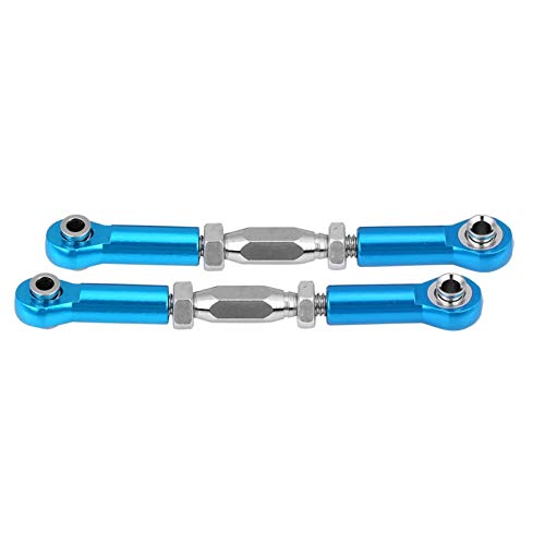 RC Steering Linkage Rod, 2 Piece Metal Arm Steering Rod Link, Servo Link Pull Rod for RC Car, Compatible with HSP94111 94188 RC Car Truck(Blue)