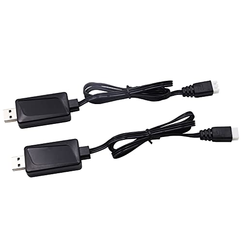 Blomiky 2 Pack 7.4V 1.6A Fast 2S Li-Po Li-ion Battery Charger Cable with XH-3P Connector for RC Boat Truck Drone Cars Vehicle / 7.4V 1.6A USB 2
