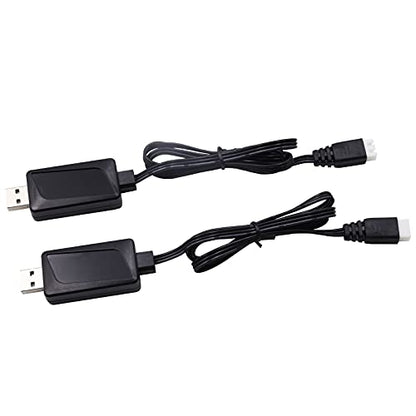 Blomiky 2 Pack 7.4V 1.6A Fast 2S Li-Po Li-ion Battery Charger Cable with XH-3P Connector for RC Boat Truck Drone Cars Vehicle / 7.4V 1.6A USB 2
