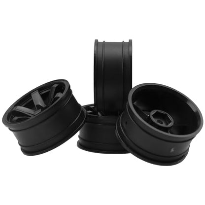 4Pack HIRCQOO RC Plastic Wheel Rims 12mm Hex Hub OD 52mm Compatible with 1/10 On-Road Racing Touring Drift Car Tamiya TT-01 Kyosho RedCat Sakura D4 XIS HSP 1/10 RC Scales,Width 26mm (Black)