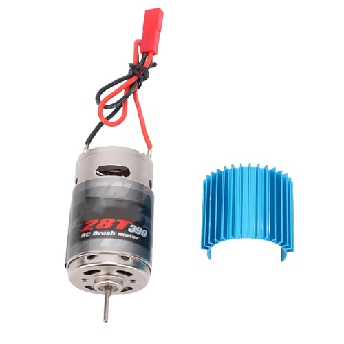 VINGVO 390 Brushed Motor, 28T High Speed RC Motor with Blue Heatsink, Universal Direct Solder Tabs for 1:10 1:12 :14 :16 :24 RC Crawler Cars