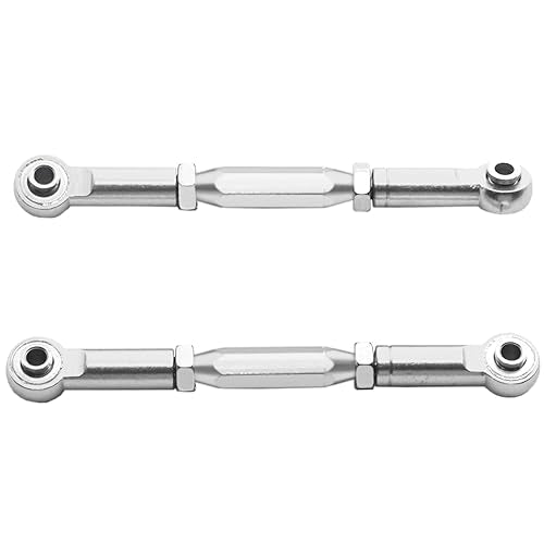 2PCS RC Front Rear Metal Steering Servo Link 70-90mm Adjustable Turnbuckles Camber Linkage Rod Ends Compatible with Traxxas Slash 4x4 5807 Stampede HQ727 1/10 RC Car Upgraded Parts,Sliver