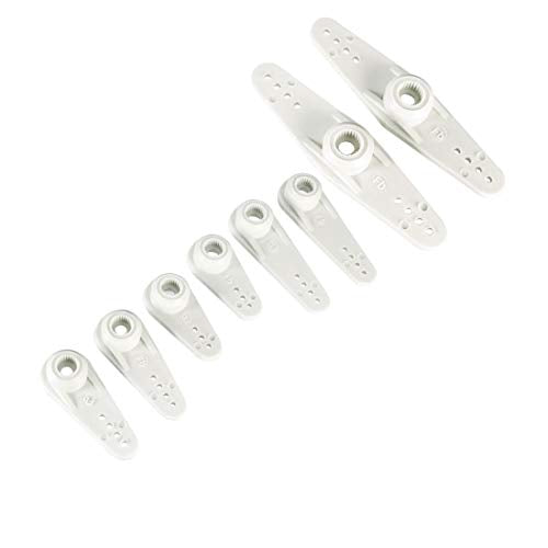 uxcell Plastic Servo Arms 25T White, 3mm Hole Single/Double Arm for Futaba 1 Set
