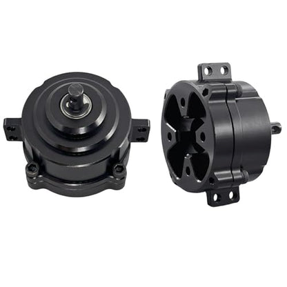 Front Planetary Gearbox Transfer Case Skid Plate Set with Short Drive Shaft for 1/10 RC Crawler SCX10 II Chassis (Black)