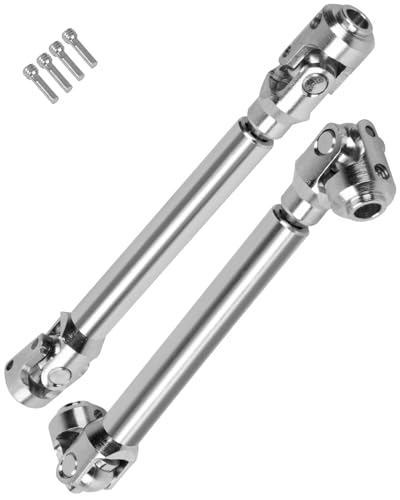 109-154MM Universal Drive Shaft Axles Upgrades Part for 1/10 SCX10 SCX10 II Redca t D90 Gen7 /Pro RC4 WD GEN8 RC Crawler,2PCS #45 Steel Driveshaft Hop-Ups,Silver