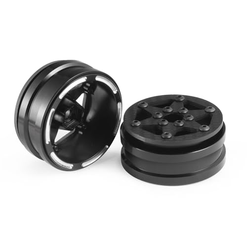 Beadlock Wheel Rims 4PCS 1.9" Upgraded Carbon Fiber Aluminum Wheel Hub Compatible with 1/10 RC Crawler Gen8 TRX-4 Axial VS4-10 Capra SCX10 RC Car Accessories (Patten B) - color: Patten B