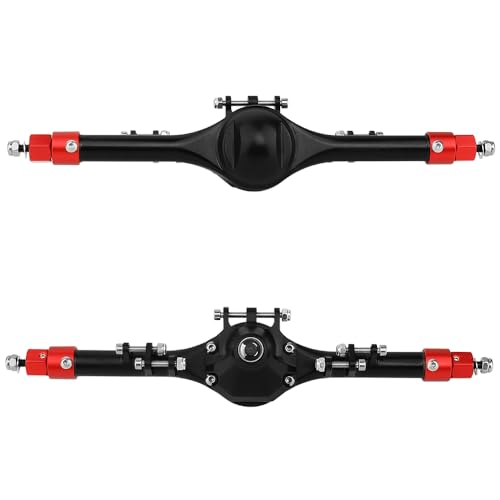 Complete Metal Front Rear Straight Axle Upgrades Part for 1/10 Axial SCX10 II Deadbolt 90046 90047 SCX10 RC Crawler Car Hops Up (red) - color: Red