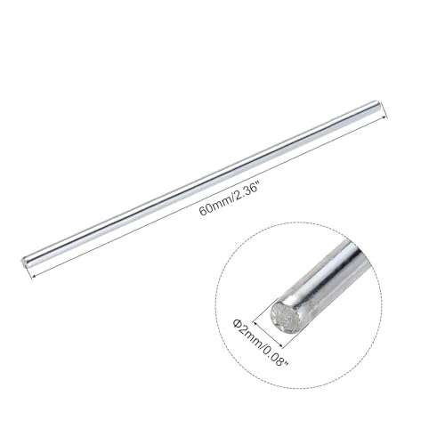 MECCANIXITY 10pcs 2mmx60mm Toys Shaft Round Rod Axles Drive Shaft for DIY RC Car Truck Boat Helicopter Model Part, Silver - size: 2mmx60mm