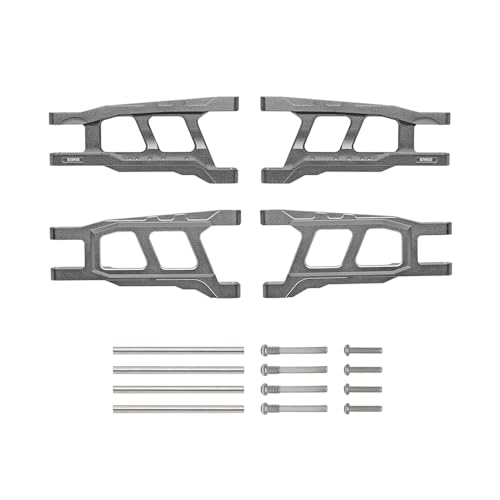 Aluminum Suspension A Arms for 1/10 Traxxas Rustler Slash Stampede Hoss 4WD 4x4 Upgrade Parts Replacement of Part 3655 (Titanium) - color: Titanium