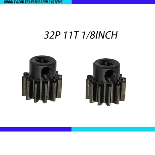 2Pcs 11T 32P Metal Steel Pinion Gear for Traxxas TRX4 TRX-4 TRX-6 RC Crawler Car Slash 4x4, Rustler Hoss,32-Pitch, Replace 6747 Pinion Gear Upgrade Parts