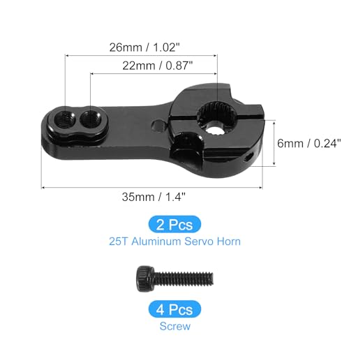 MECCANIXITY Aluminum Alloy 25T Steering Servo Arm Horn Black for DIY RC Car/Boat/Airplane Boat Accessories 2 Pcs - color: Black