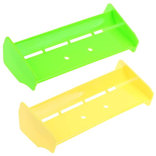 2Pack 1:10 Scale RC Plastic Rear Spoiler Tail Wing for 1/10 Scale RC Racing Car Off-Road Buggy Truck Accessories for HPI KYOSHO HSP 94106 94107 94166 06021 (Green Yellow) - color: Green Yellow