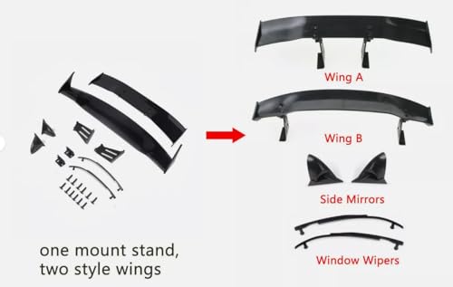 Universal 1/10 RC Car Body Wing Spoiler Body Shell Rear Spoiler Tail Wing Side Mirror Toy Vehicles Upgrade Parts