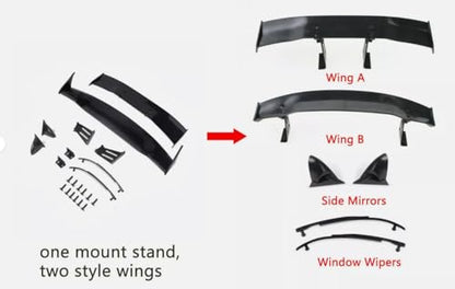 Universal 1/10 RC Car Body Wing Spoiler Body Shell Rear Spoiler Tail Wing Side Mirror Toy Vehicles Upgrade Parts