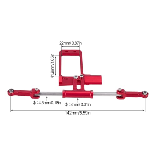Aluminium BTA Servo Mount and Scale Hydraulic Steering Link for 1/10 RC Crawler Vanquish Phoenix VS4-10 F10 Portal Axle Upgrade (Red) - color: Red