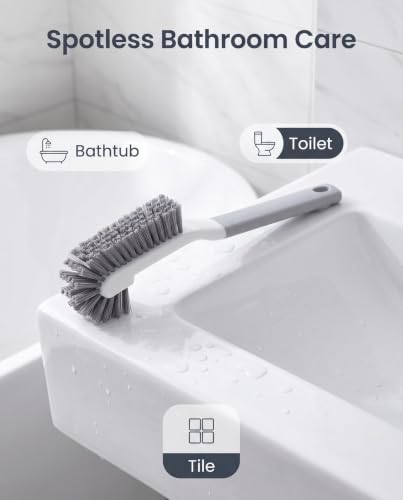 3 Pack Cleaning Brush Set, Multi-Purpose Scrub Brushes | Ergonomic Long Handles, Brush with medium firm bristles, For Bathroom, Kitchen, Sink, Tub, Tile, Grout,Car