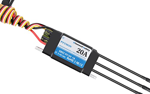 DH 20A 2-4S Waterproof Brushless ESC Electronic Speed Controller with 5.5V/4A BEC and XT60 3.5mm Banana Head Connector for Model Ship RC Boat (20A) - size: 20A
