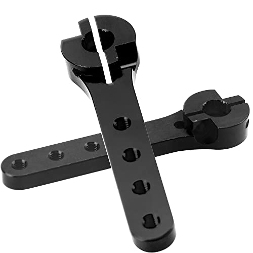 2Pcs ShareGoo 25T Servo Horn 56mm Metal 25 Teeth Extension Steering Servo Arm Compatible with 30-100CC Balsa Airplanes RC Plane Helicopter Car (Black) - color: Black