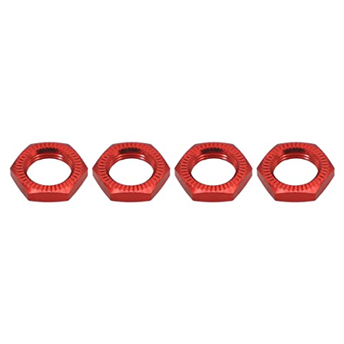 Aluminum 17mm Wheel Nut Thread 1.0mm for 1/7 1/8 RC Model Car ARRMA 6s HSP Redcat Himoto Monster Trucks Off Road Buggy Upgraded Parts 16 pcs/Set (Red) - color: red