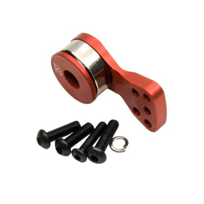 Aluminum Alloy 25T Servo Saver 3 Holes/5 Holes Adjustable Servo Horn 25T Adjustable Arm Compatible with Futaba Tamiya Servos 1/10 Tra-xxas RC Car Boat Helicopter Upgrades (Red-L) - color: Red-l