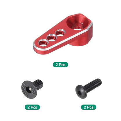 MECCANIXITY Aluminum Alloy 1/18 25T Steering Servo Arm Horn Red for DIY RC Car/Boat/Airplane Boat Accessories 2 Pcs - color: Red