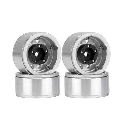 4PCS 1.55 Inch Aluminum Alloy Metal Beadlock Wheel Rim Hubs Replacement Accessory for AX90069 D90 TF2 CC01 Tamiya 1/10 RC Crawler Car Upgrade Parts(10Holes-Silver) - color: 10holes-silver