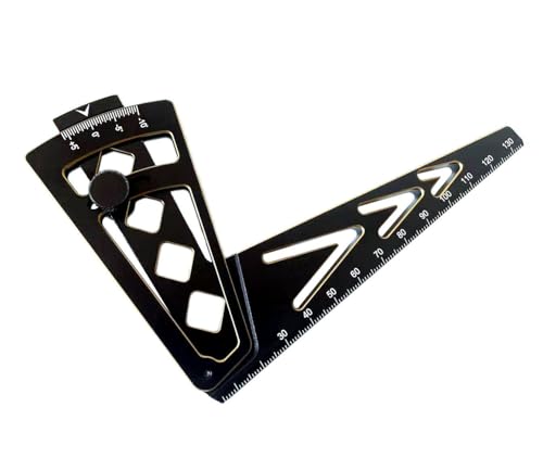 RC Car Camber Gauge Adjustable Wheel Rim Camber Gauge for 1/10 1/8 Crawlers | Durable metal construction with clear markings, adjustable rim alignment tool, pocket-sized design, fits 1/8 & 1/10 RC Cars - color: Black+gold