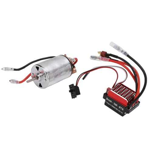 Alomejor 550 Brushed Motor, High Purity Copper Windings 60A ESC Combo with T Plug for 1/10 RC Crawler Car Axial SCX10 II III (28T) - size: 28T