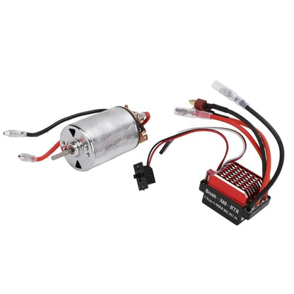 Alomejor 550 Brushed Motor, High Purity Copper Windings 60A ESC Combo with T Plug for 1/10 RC Crawler Car Axial SCX10 II III (28T) - size: 28T