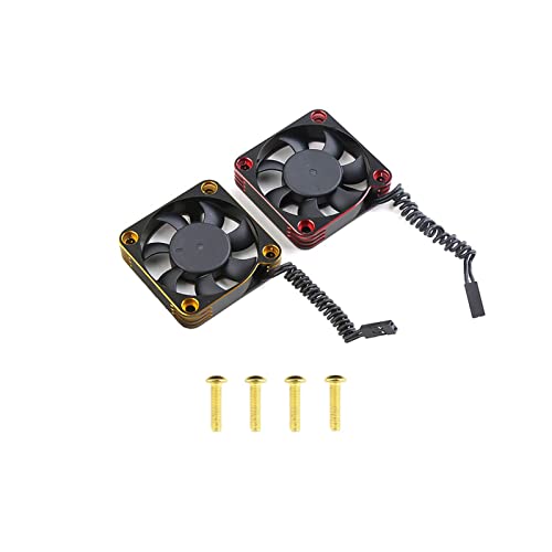 Lifehead 28000RPM Motor and ESC Cooling Fan Cooler RC Aluminum Cooling Fan for RC car 1/8 1/10 1/12 Scale 540 550 and Other Brushed/brushless Motors (red + Gold) 50 * 50mm - color: Gold (50*50*10mm)