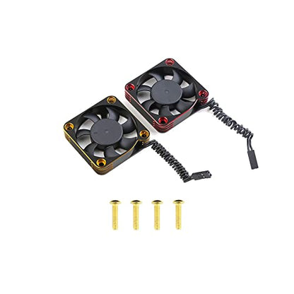 Lifehead 28000RPM Motor and ESC Cooling Fan Cooler RC Aluminum Cooling Fan for RC car 1/8 1/10 1/12 Scale 540 550 and Other Brushed/brushless Motors (red + Gold) 50 * 50mm - color: Gold (50*50*10mm)