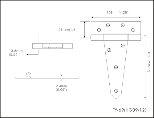 Stainless Steel Extra Heavy Tee Hinge, 6" x 2.5mm, with Stainless Screws & Hinge Pin, Black Coated, 2 Pack - color: Black Coated, size: 2pack(6")