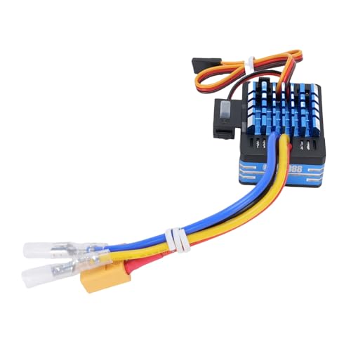 CHICIRIS 80A Brushed ESC Electronic Speed Controller, with T Plug XT60 Plug for 1/10 RC Car RC Boat 540 550 750 Motors (Blue) - color: Blue