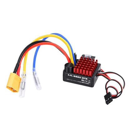 60A Brushed ESC, RC Car Electronic Speed Controller, Waterproofing for 1/10 Scale, Crawler Car ESC with Stable Throttle, Replacement Parts for RC Crawlers