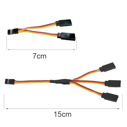 Servo Y Harness Splitter Cable, JR/Futaba Style 1to2 and 1to3 | Includes 5pcs 1to2 and 2pcs 1to3 leads. Ideal for RC cars, airplanes, helicopters, and DIY electronics prototyping. - style: 5PCS 1to2 and 2PCS 1to3