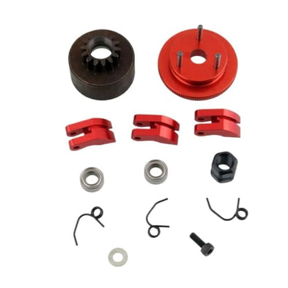 Universal 14T Flywheel Clutch Bell Set for 1/8 RC Car HSP KYOSHO Buggy Truck Truggy Level 21 to 28 Nitro Engine Upgrade Parts(1 Set red) - color: 1 Set Red