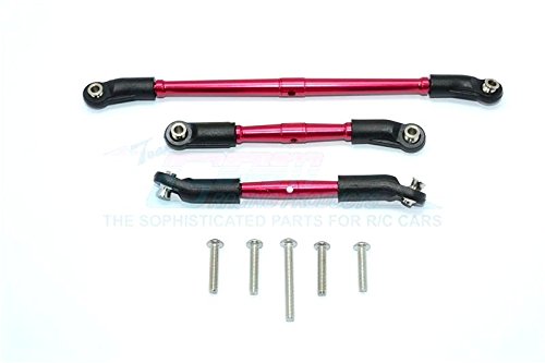 GPM For Traxxas TRX-4 Trail Defender Crawler Upgrade Parts Aluminum Front Adjustable Steering Link & Suspension Link - 3Pcs Set Red