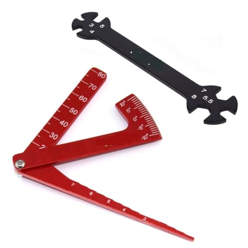 6in1 Wrench Tool 3/4/5/5.5/7/8mm + Camber Gauge Adjustable Ruler for Turnbuckles with Nuts Multifunctional Rc Car Toys Tools(C Red) - color: C Red