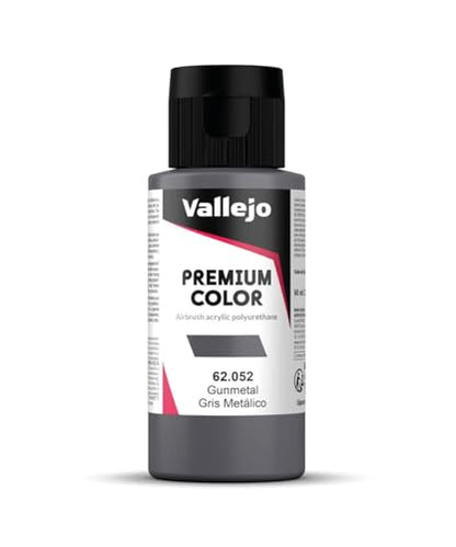Vallejo - Premium Color RC Gunmetal 2.02 Fl.Oz. (60 ml) for Airbrushing, Acrylic-Polyurethane Hybrid Resin of Great Resistance Paint for Model and Hobby Use - style: Gunmetal