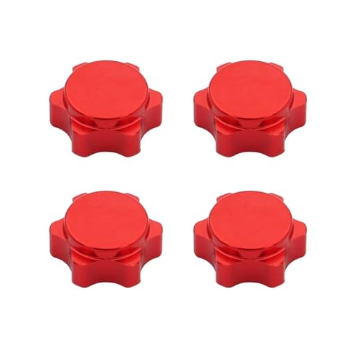Parts For HSP For Axial For HPI For Himoto 1/8 4Pcs Aluminum Wheel Hex Nut Fine Cover 17mm RC Car Off Road Truck Hop For Up Parts(Red) - color: Red