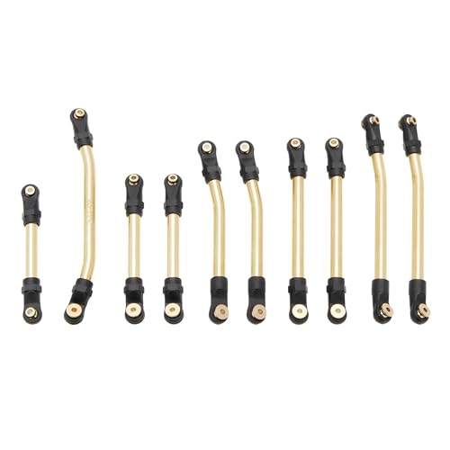 MEUS RACING SCX24 Links High Clearance Chassis Links & Steering Links Set for Axial SCX24 C10 Bronco Wrangler 1/24 RC Crawler, Brass - color: Brass