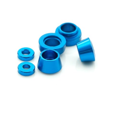 Aluminum Front Steering Cup Spacer Set for Tamiya TT-02 | 6-piece CNC-machined aluminum set; replaces the matching front steering knuckle and axle cup spacers on Tamiya TT-02