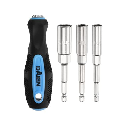 HARFINGTON Metric Nut Driver 8mm/10mm/12mm CR-V Non-Magnetic Detachable Tip Hollow Shafts Hex Socket Screwdriver with Anti-Slip Handle for Automobile Repair Bit Driver, Blue/Black - size: 8mm/10mm/12mm