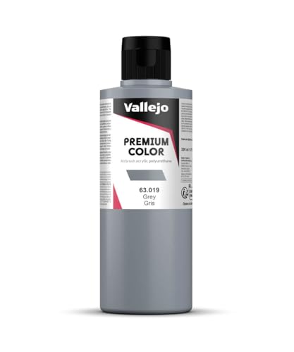 Vallejo - Premium Color Grey 6.76 Fl.Oz. (200 ml) Matte Finish for Airbrushing, Acrylic-Polyurethane Hybrid Resin of Great Resistance Paint, RC, Model and Hobby Use - style: Grey