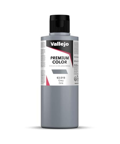 Vallejo - Premium Color Grey 6.76 Fl.Oz. (200 ml) Matte Finish for Airbrushing, Acrylic-Polyurethane Hybrid Resin of Great Resistance Paint, RC, Model and Hobby Use - style: Grey